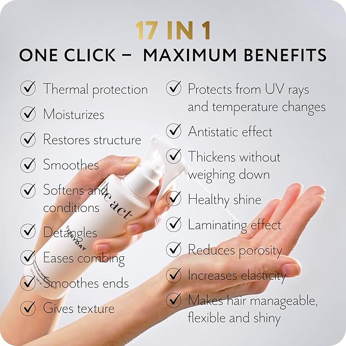 The Act Everyday Leave In Hair Conditioner Spray, Anti-Static, Nourishing, Hydrating Leave-in Cream Spray, Heat Protectant for Hair, Strengthening, Frizz Control, All Hair Types, 6.8 fl oz