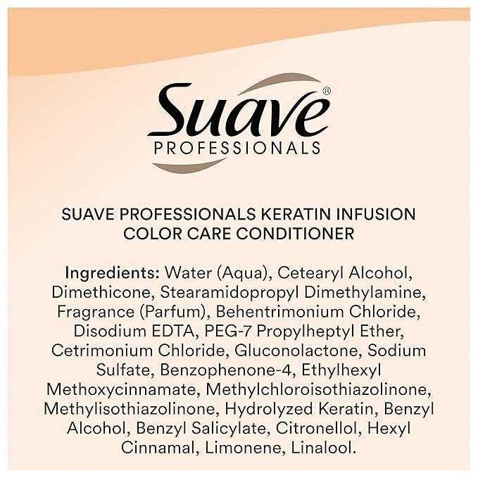 Suave Professionals Color Care Conditioner for Color-Treated and Frizzy Hair Keratin Infusion Hair Conditioner with 48-hour Frizz Control 28 oz, Pack of 4