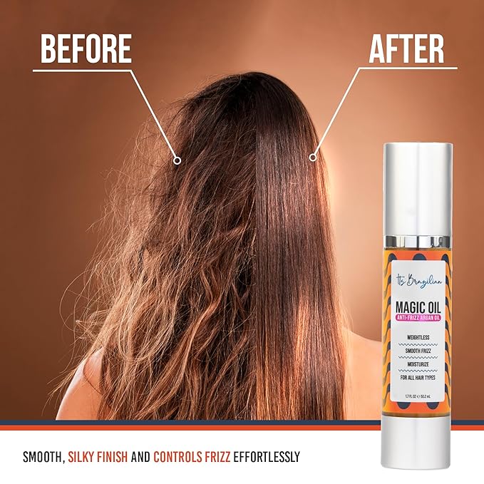 IT'S BRAZILIAN - 2 Pack 100% Pure Organic Argan Oil 1.7Floz -Hair Care Treatment Dry, Damaged & Anti-Frizz -Nourishment & Moisturizing Formula -All Hair - Hair Growth Products, Renewing, Strengthening