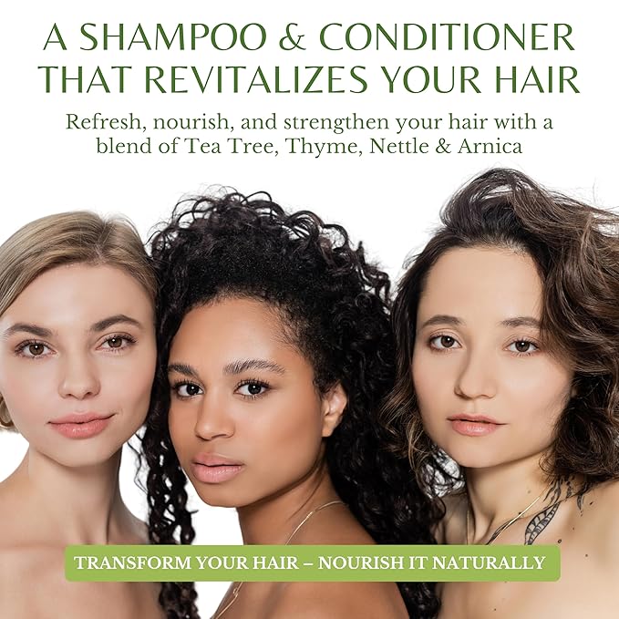 Tea Tree Oil Shampoo and Conditioner, Soothes Itchy & Dry Scalp, Deep Cleansing for Dandruff & Buildup, Hydrates & Refreshes, Sulfate Free, Women & Men, 16 fl oz Each