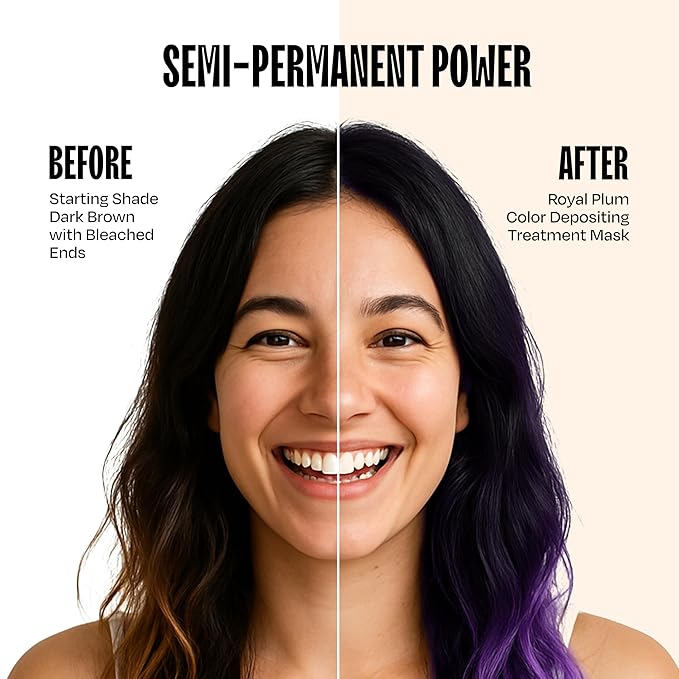 Overtone Color Depositing Semi-Permanent Hair Dye Conditioner - 8 oz For Natural & Color-Treated Hair, Moisturizing Shea Butter & Coconut Oil - Vegan & Cruelty-Free, Purple For Brown is now Royal Plum