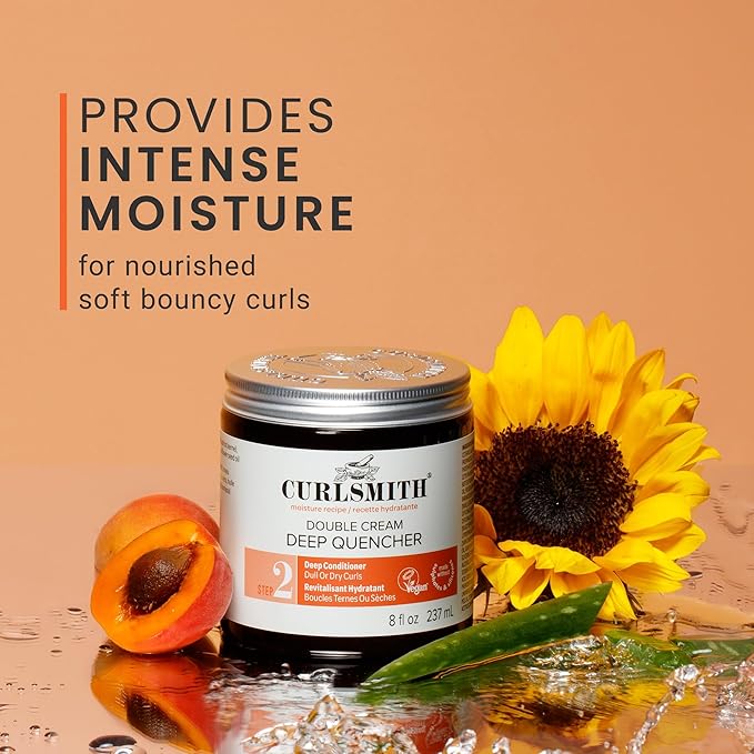CURLSMITH Double Cream Deep Quencher - Deep Conditioning Mask for Curls, Hydrating and Detangling, For All Curl Types, Vegan & Cruelty Free (8 oz)