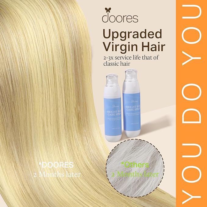 DOORES Clip in Hair Extensions Human Hair, Dirty Blonde Mixed Platinum Blonde 150g 9pcs 20 Inch, Remy Hair Extensions Clip in Straight Thick