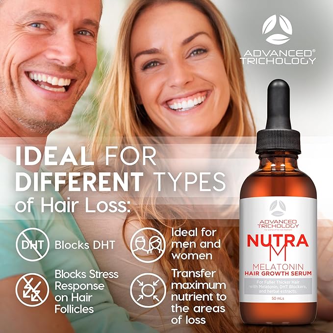 Advanced Trichology NutraM™ Hair Serum – Dermatologist Tested, Approved* by American Hair Loss Association | Scalp DHT Blocker for Thinning Hair Men and Women - 2 Fluid Ounce (Pack of 1)