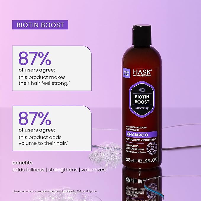 HASK Biotin Boost Thickening Shampoo + Conditioner Set | Adds Fullness, Strengthens, Volumizes, Sulfate-Free, Paraben-Free, Gluten-Free, Color Safe