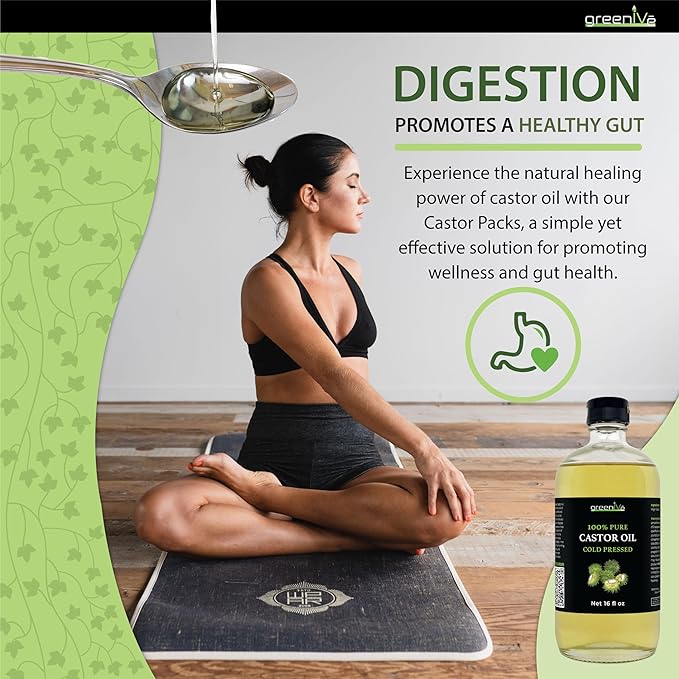 GreenIVe - 100% Pure Castor Oil GLASS - Cold Pressed - Hexane Free - Exclusively on Amazon (16 Ounce)