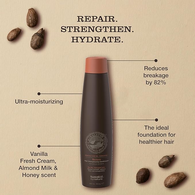 Tweak’d by Nature - Restore Hair Strengthening Conditioner, Deep Conditioner for Dry and Damaged Hair, Cleanses and Moisturizes, Cruelty Free (9 ounces)