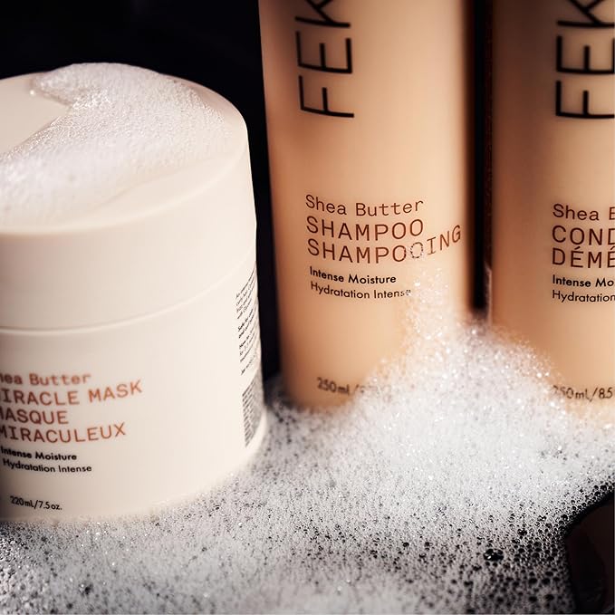 FEKKAI Shea Butter Shampoo (1 Liter) + Conditioner (1 Liter) - Improves Moisture, Softness & Shine - Reduces Frizz by 61% Up to 12H - Free of Sulfates, Parabens, Phthalates - Vegan, Cruelty-Free