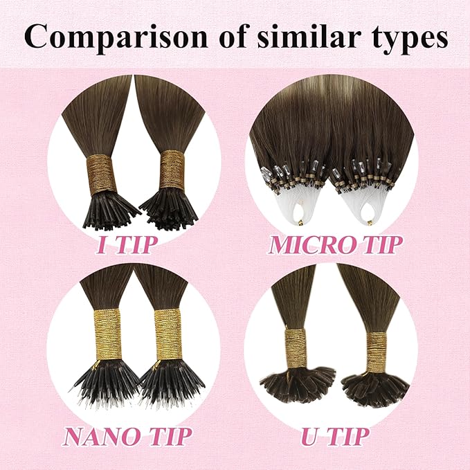 YoungSee Micro Beads Hair Extensions Balayage Micro Loop Hair Extensions Dark Brown Ombre Brown with Blonde Micro Hair Extensions 22In Bead Hair Extensions Soft and Shiny for Wedding 50s/50g