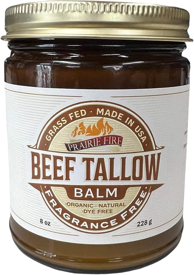 Beef Tallow Balm - 8 oz - Made in USA - Organic Grass Fed and Finished - Moisturizing Skin Care Orange