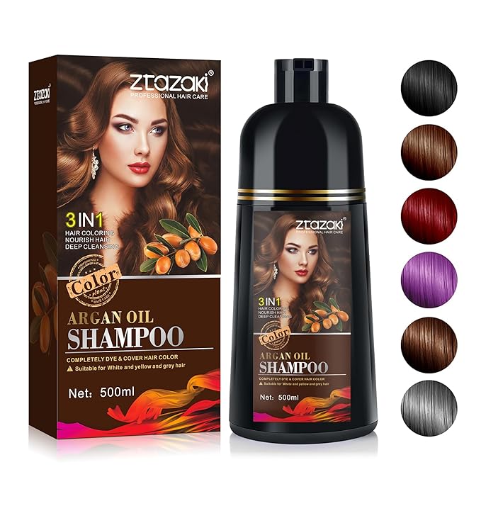 Dark Brown Hair Dye Shampoo 3-In-1, Instant Gray Hair Coverage in Minutes-Long Lasting Argan Oil Herbal Hair Color Shampoo champu con tinte para canas 500ml