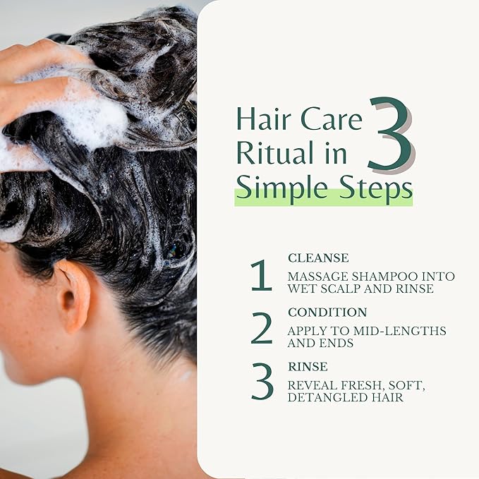Peppermint Shampoo and Conditioner with Castor Oil & Biotin, Soothes Dry, Itchy Scalp, Strengthens Hair, Reduces Thinning & Hair Loss, Promotes Growth, Adds Volume, Sulfate-Free, 16 fl oz Each