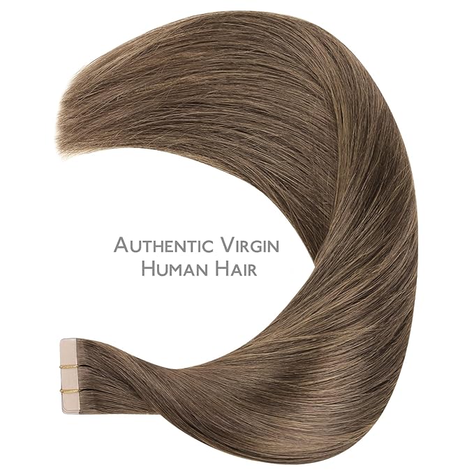 WENNALIFE Tape in Hair Extensions Human Hair Light Ash Brown 10pcs 30g 24 inch Remy Invisible Tape Ins Straight Colored Soft Real Human Hair Tape in Extensions Refill Set