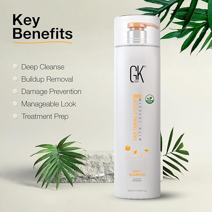 GK HAIR Global Keratin pH+ Pre-Treatment Clarifying Shampoo (33.8 Fl Oz/1000ml) For Preps Hair Deep Cleansing,Removes Impurities -With Aloe Vera, Vitamins & Natural Oils All Hair Types Men and Women
