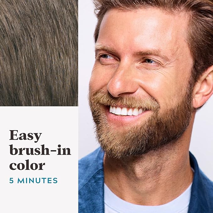 Just For Men Mustache & Beard, Beard Coloring for Gray Hair with Brush, with Keratin Biotin Aloe and Coconut Oil for Healthy Facial Hair - Medium Brown, M-35, Pack of 3 (Packaging May Vary)