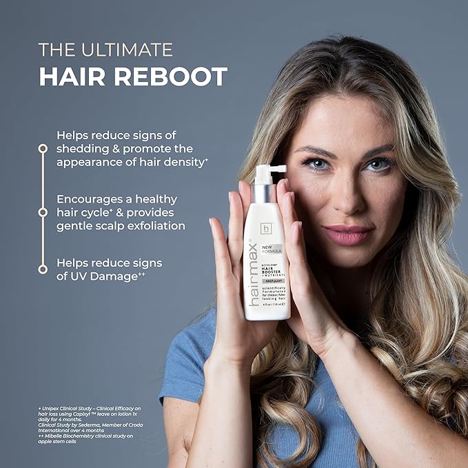 Hairmax Acceler8 Hair Booster + Nutrients - Topical Hair Regrowth Treatment - Thinning Hair Loss Solution - Advanced Scalp Care - Minimizes Hair Shedding - B Vitamins & Omega 6-4 fl oz