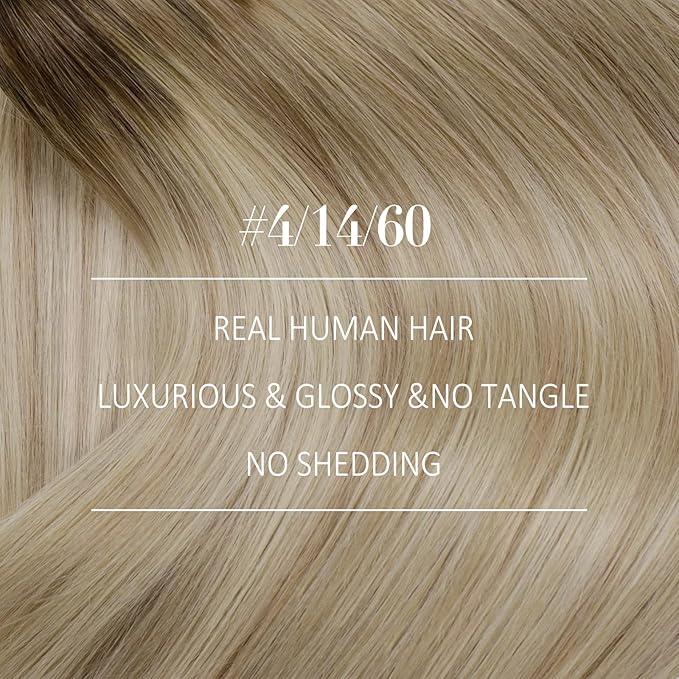 YoungSee Clip on Hair Extensions Ombre Hair Extensions Clip ins Dark Brown Ombre Golden Blonde Mix Platinum Blonde Balayage Soft and Silky Real Human Hair Extensions for Women 120G 20Inch 7Pcs