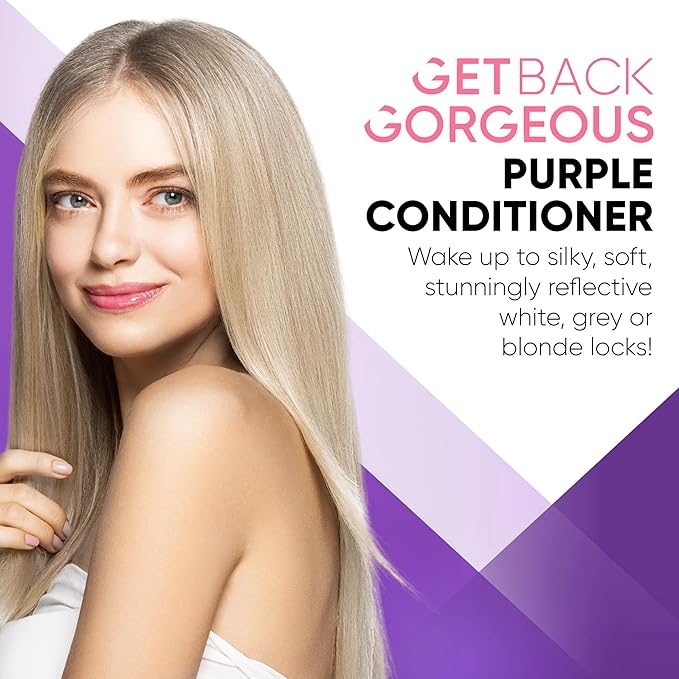 GBG Purple Conditioner for Blonde Hair - Hair Toner for Bleached, Grey & Blonde, Conditions & Neutralizes Brassy Hair in 3 Minutes - Hair Mask for Soft, Shiny & Silky Hair for Women & Men, 8 Oz