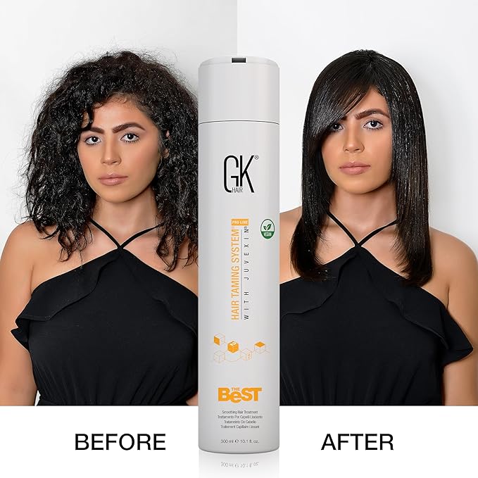 GK HAIR The Best Smoothing Keratin Treatment Professional Brazilian Blowout Complex for Silky Smooth & Frizz-Free Hair Temporary Straightening Long Lasting Shine -10.1 Fl Oz