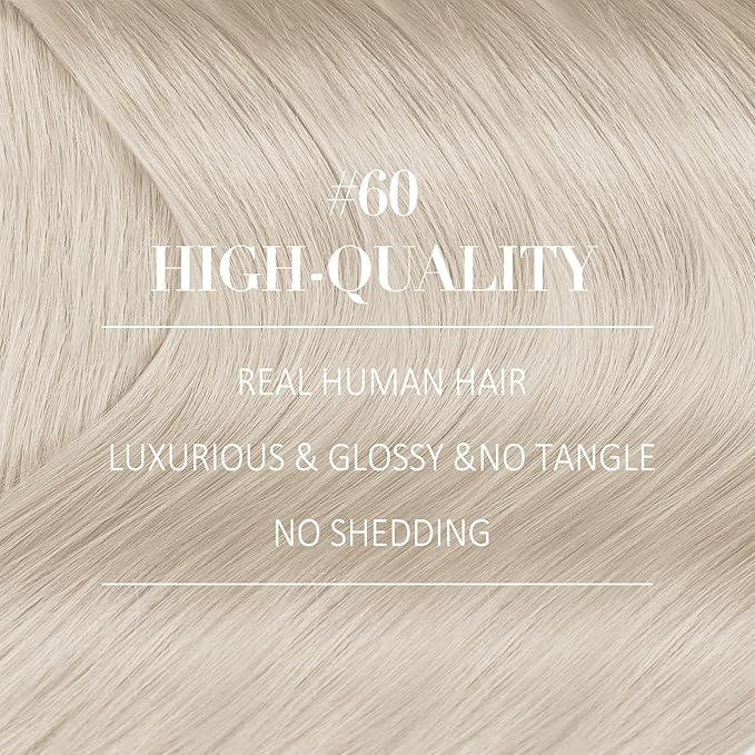 YoungSee 135G Clip in Hair Extensions Blonde Clip in Human Hair Extension Platinum Blonde Thick End Full Head Real Human Hair Extensions 7Pcs 16Inch