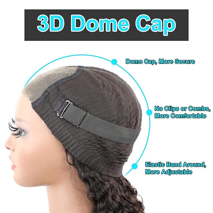 BLY Glueless Wear and Go Lace Front Wigs Human Hair for Women Deep Wave Curly Wig No Glue Ready to Wear 4x4 Lace Pre Cut Wig Pre Plucked with Baby Hair 180% Density Natural Hairline 16 Inch