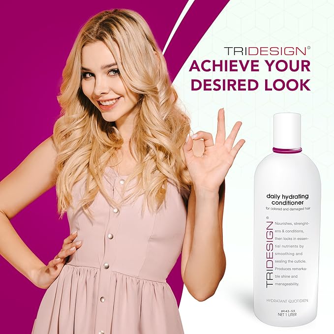 TRI Design Hair Conditioner for Women or Extra Moisturizing Conditioner for Dry Hair, Hair Care Restoration for Colored Hair, Adds Luminous Volume, Hydration, Strong & Healthy Hair, 33.8 Fluid Oz