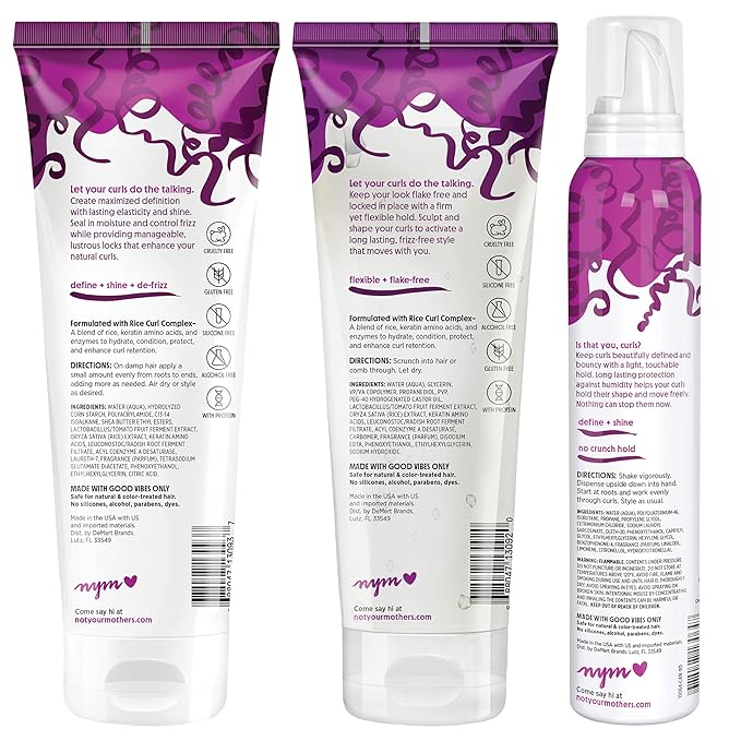 Not Your Mother's Curl Talk Defining Cream, Frizz Control Styling Gel, & Curl Activating Mousse (3-Pack) - 9.7 oz Each - Maximize Definition & Control Frizz - For All Curly Hair Types