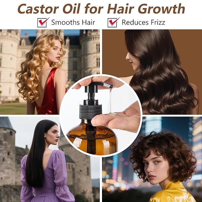 Castor Oil Organic Cold Pressed Unrefined Glass Bottle,Castor Oil for Pack Wrap, Liver Detox, Hair Growth -Face-Lashes & Eyebrows