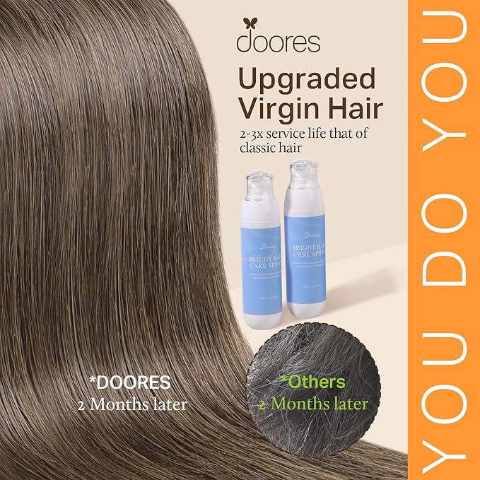 DOORES Clip in Hair Extensions, Light Ash Brown 150g 9pcs 24 Inch, Hair Extensions Extensions for Women Remy Hair Extensions Clip in Human Hair Natural Clip in Thick Silky Straight Hair Extensions