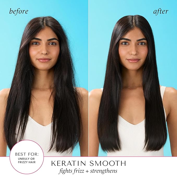 HASK Keratin Smoothing Shampoo + Conditioner Set | For All Hair Types, Sulfate-Free, Paraben-Free, Gluten-Free, Cruelty-Free, Color Safe