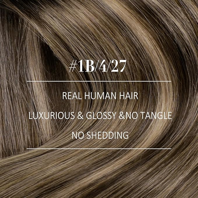 YoungSee 150G Clip in Hair Extensions Real Human Hair Ombre Lace Clip in Hair Extensions Human Hair Black Fading to Brown with Caramel Blonde Human Hair Clip in Extensions for Black Women 7Pcs 20Inch
