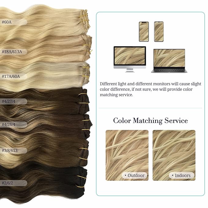 DOORES Clip in Hair Extensions - Ash Brown to Platinum Blonde, 150g 9pcs 16 Inch Remy Human Hair, Natural Silky Straight Thick
