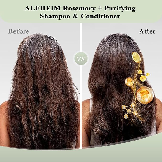 Alfheim Rosemary+ Purifying Hair Care Gift Set | Shampoo, Conditioner, Hair Mask, Leave-in Conditioner & Hair Oil | Scalp & Hair Purifying, Hydrating & Volumizing | Holiday Gift for Women & Men