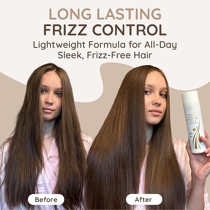 VITAMINS hair cosmetics Keratin Leave In Conditioner for Thin Hair - Lightweight Moisturizer & Hydrating Detangler Cream for Dry Damaged Hair - Frizz Control & Sulfate Free - 8.5 Fl Oz