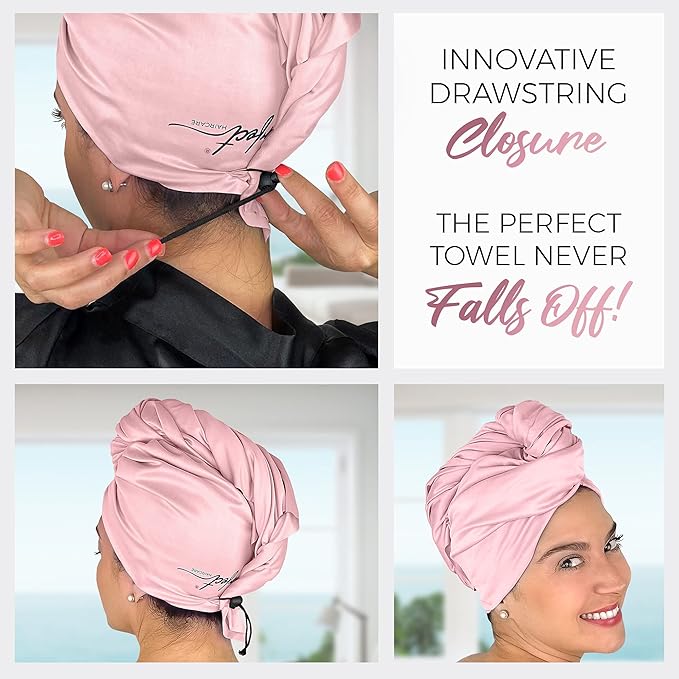 Microfiber Hair Towels Wrap for Women - Smooth as Silk - Anti-Frizz for Curly, Wavy, Straight Hair Girls - Plopping Essential - Fast Drying - Easier to Use Than a T-Shirt - 2 pack