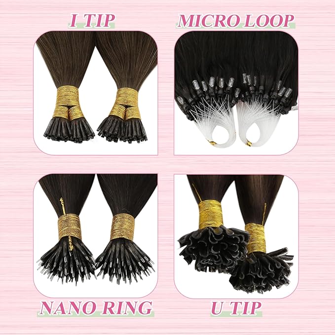 YoungSee Utip Hair Extensions Balayage U Tip Hair Extensions Real Human Hair Ombre Dark Brown to Brown with Blonde Keratin Hair Extensions U Tip Silky U Tips Remy Hair Extensions Straight 16In 50s/50g