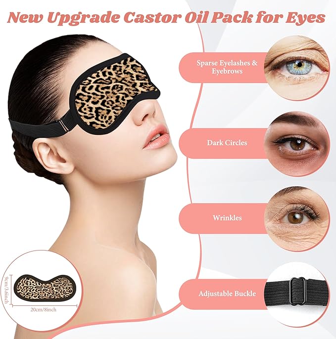 12 Pcs Castor Oil Pack Wrap, Reusable Castor Oil Pack Kit Organic Cotton for Shoulder Hands Neck Waist Chest Knees and Feet, Adjustable Compress Pads for Entire Body, Machine Washable Anti Oil Leak