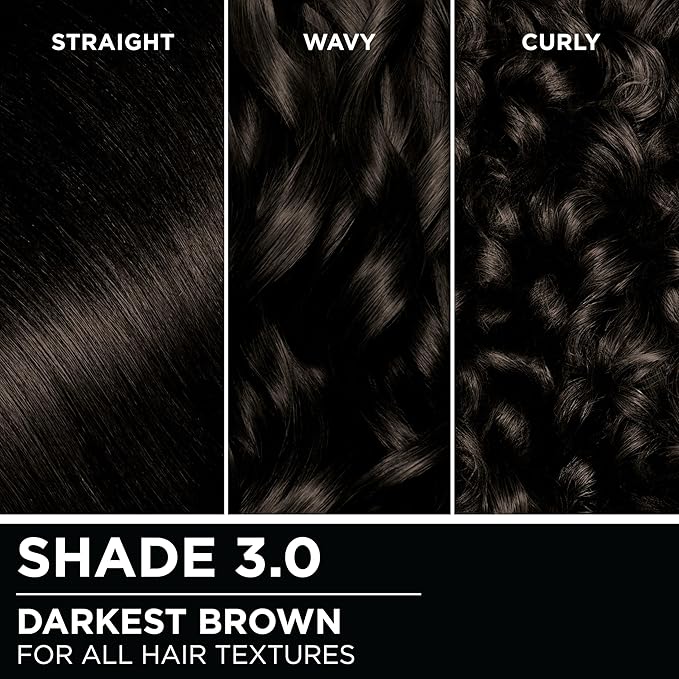 Garnier Hair Color Olia Ammonia-Free Brilliant Color Oil-Rich Permanent Hair Dye, 3.0 Darkest Brown, 2 Count (Packaging May Vary)