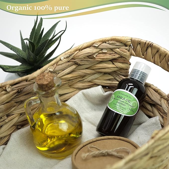 Dr Adorable - 4 oz - Organic AMLA OIL UNREFINED - 100% Pure Cold Pressed Extra Virgin for Healthy Hair and Moisturized Scalp