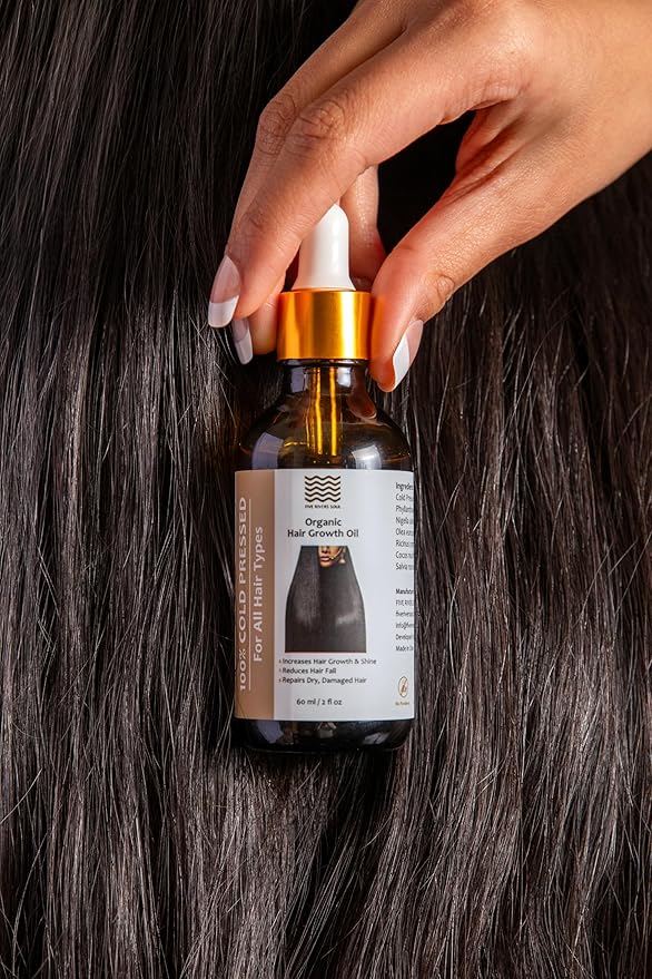 Organic Hair Growth Oil, 100% Cold Pressed Organic, Traditional Scalp & Hair Massage, Thickness Shine Repair for Damage & Thin Hair,Amla Blackseed Olive Castor Coconut Rosemary 2 oz