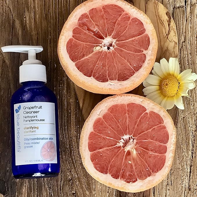 Blue Beautifly Grapefruit Deep Pore Cleanser - Removes Dirt, Pollutants, & Makeup - No Sulfates, SLS, PEGs, Toxins, Synthetics - Plant-based, Hypoallergenic, Dermatologically Tested - 4 fl oz