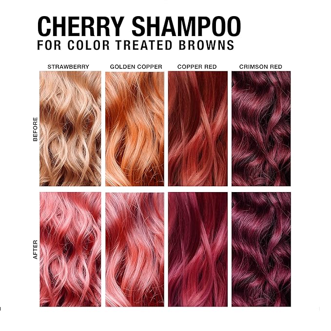 Cherry Hydrating Color Depositing Shampoo - Brighten & Tone Faded Hair, Semi-Permanent Tint, Prevents Fade for Color-Treated Hair, 8.5 Oz.