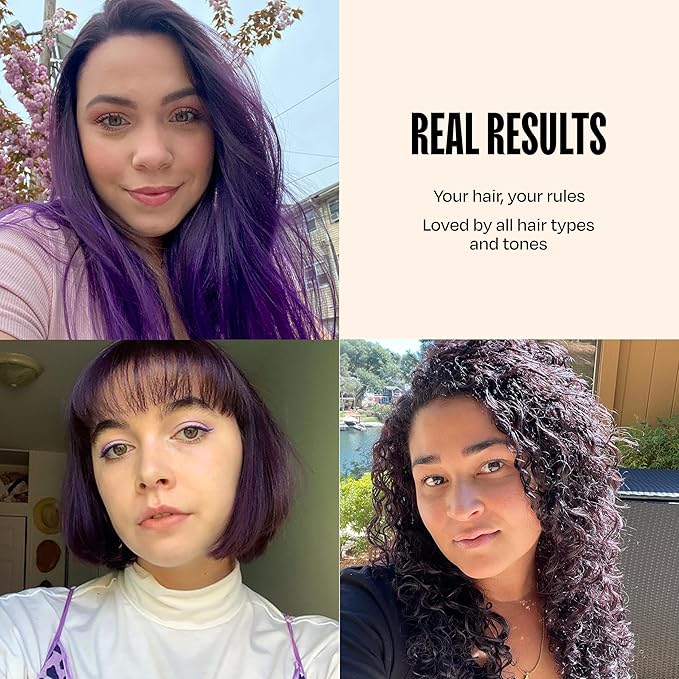 Overtone Color Depositing Semi-Permanent Hair Dye Conditioner - 8 oz For Natural & Color-Treated Hair, Moisturizing Shea Butter & Coconut Oil - Vegan & Cruelty-Free, Purple For Brown is now Royal Plum