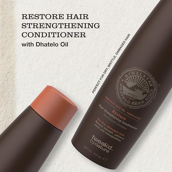Tweak’d by Nature - Restore Hair Strengthening Conditioner, Deep Conditioner for Dry and Damaged Hair, Cleanses and Moisturizes, Cruelty Free (9 ounces)
