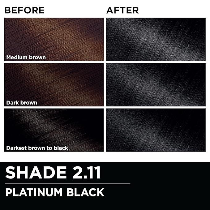 Garnier Hair Color Olia Ammonia-Free Brilliant Color Oil-Rich Permanent Hair Dye, 2.11 Platinum Black, 1 Count (Packaging May Vary)
