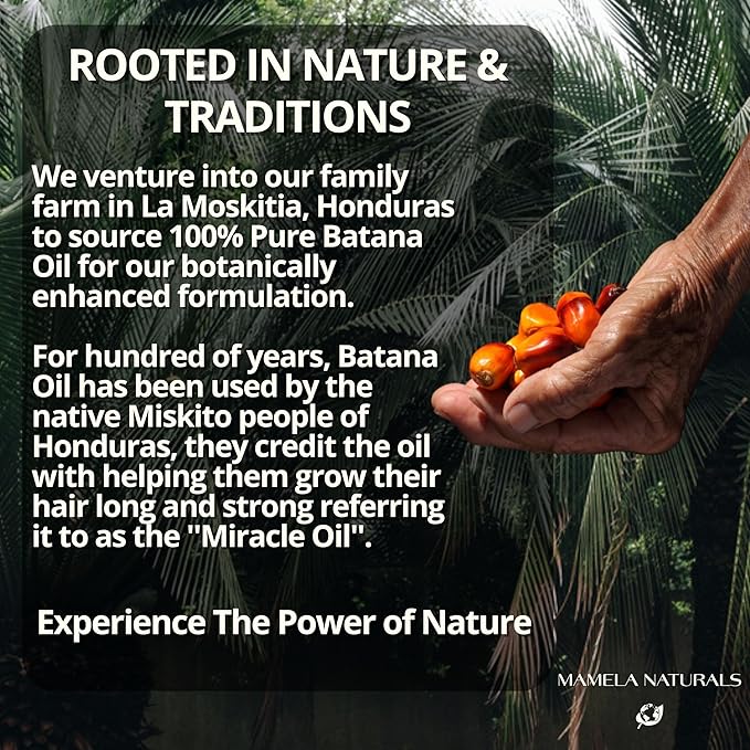 Batana Oil for Hair Growth - 100% Pure & Natural Blend with Raw & Organic Rosemary, Almond, Peppermint Oil - For Thicker, Fuller Hair - 2oz - All Hair Types