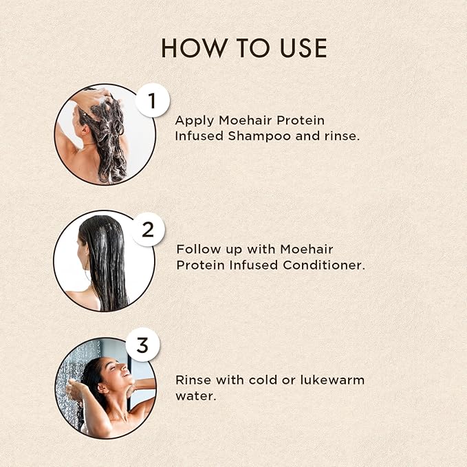 MOEHAIR Protein Infused Shampoo and Conditioner Set for Dry & Damaged Hair | Strengthens Hair Fiber | Sulfate & Paraben Free | Adds Shine, Softens & Hydrates Hair (12 Fl Oz)