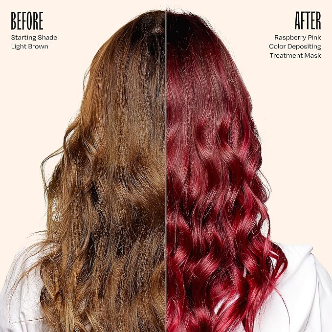 Overtone Color Depositing Semi-Permanent Hair Dye Conditioner - 8 oz For Natural & Color-Treated Hair, Moisturizing Shea Butter & Coconut Oil - Vegan & Cruelty-Free, Pink for Brown is now Raspberry