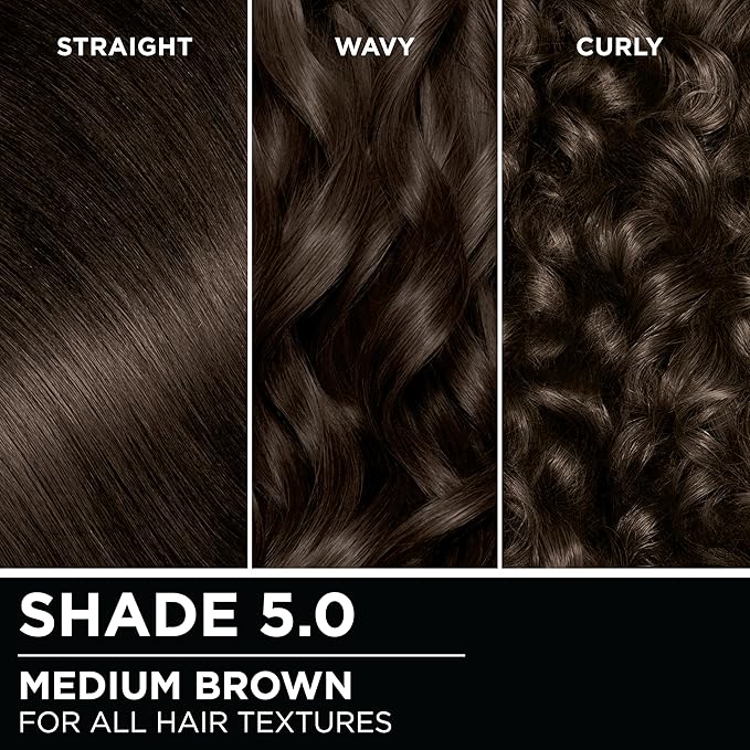 Garnier Hair Color Olia Ammonia-Free Brilliant Color Oil-Rich Permanent Hair Dye, 5.0 Medium Brown, 2 Count (Packaging May Vary)