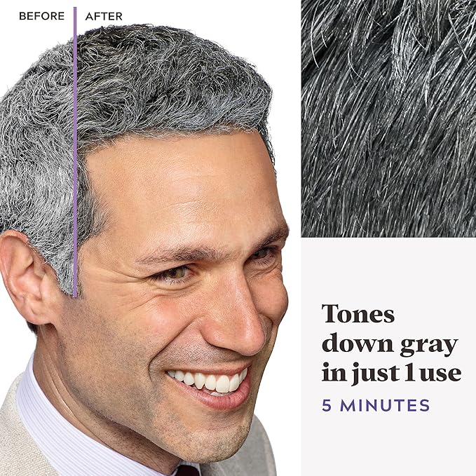 Just For Men Touch of Gray, Mens Hair Color Kit with Comb Applicator for Easy Application, Great for a Salt and Pepper Look - Black, T-55, Pack of 3